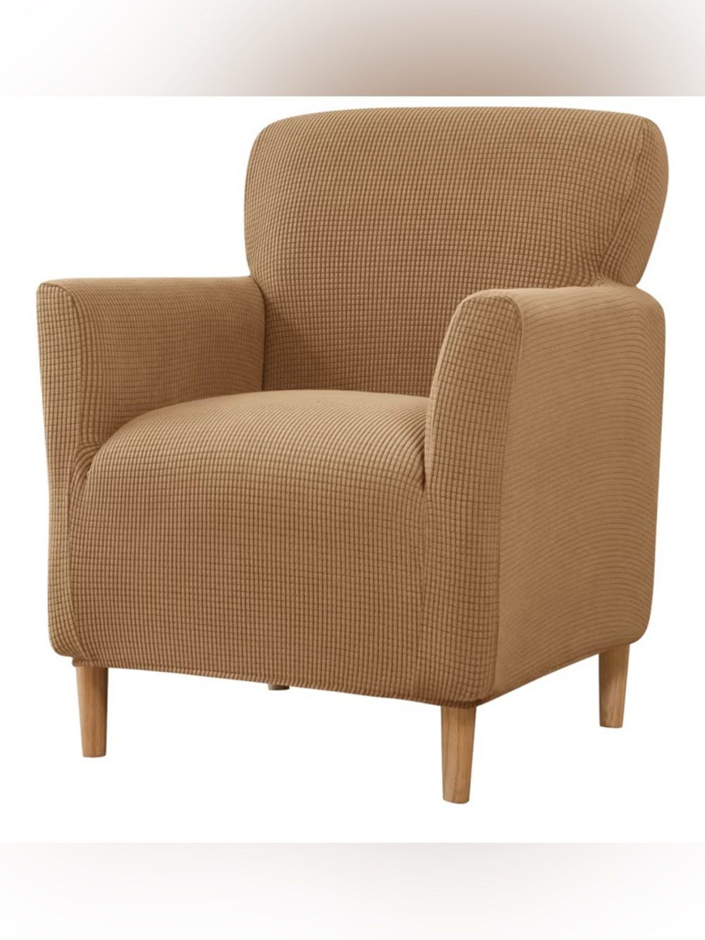Armchair Slipcover 1-Piece Jacquard Accent Chair Covers with Arms - Light Brown